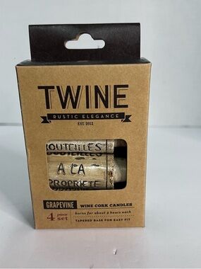 NEW IN BOX Twine Grapevine Wine Cork Candles Four Piece Set candles bottle